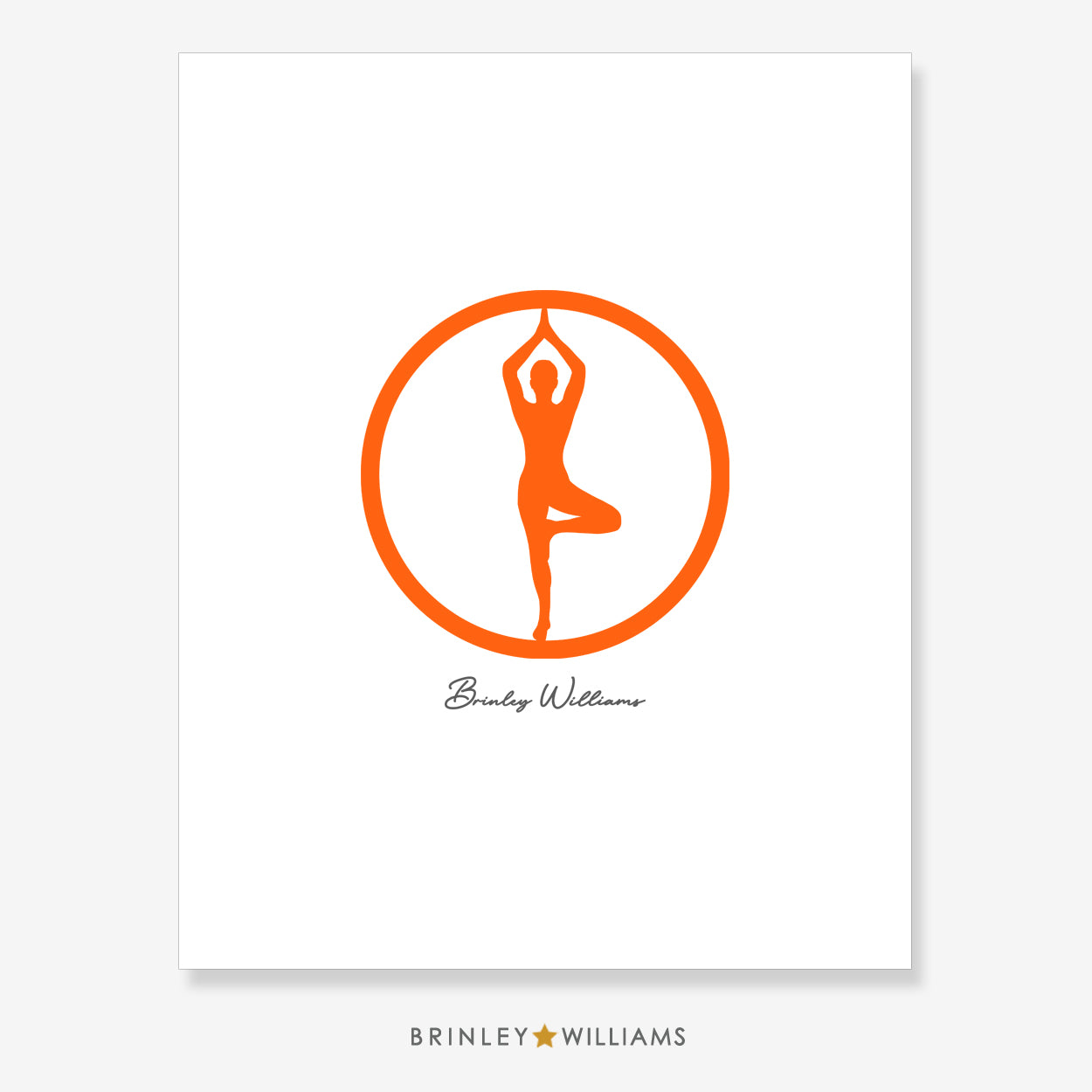 Tree Pose Vrksasana Wall Art Poster - Orange