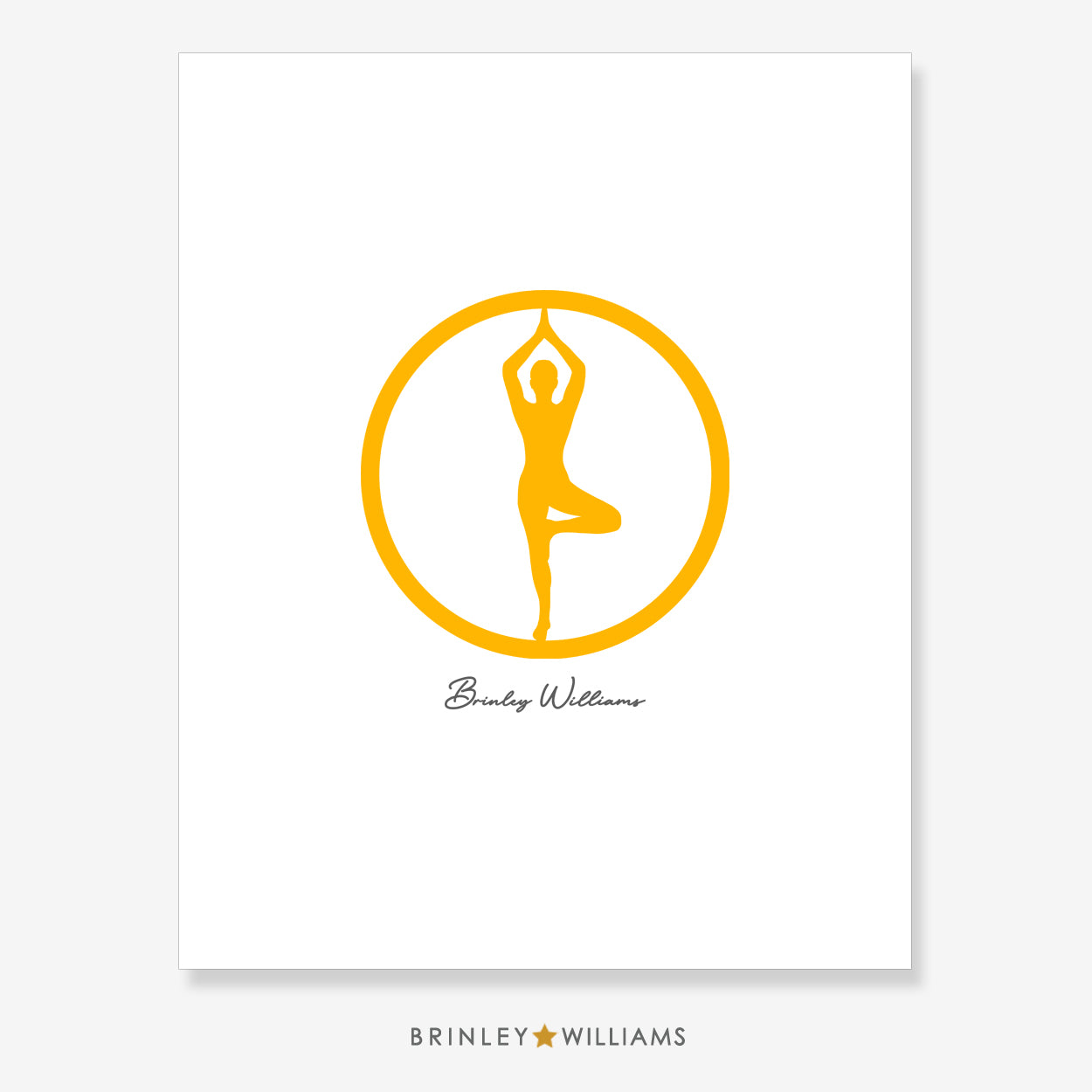 Tree Pose Vrksasana Wall Art Poster - Yellow