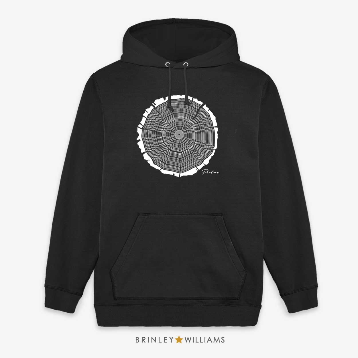 Tree Rings Personalised Unisex Adult Birthday Hoodie - Black