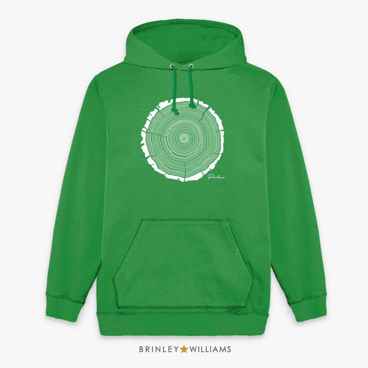 Tree Rings Personalised Unisex Adult Birthday Hoodie - Kelly Green