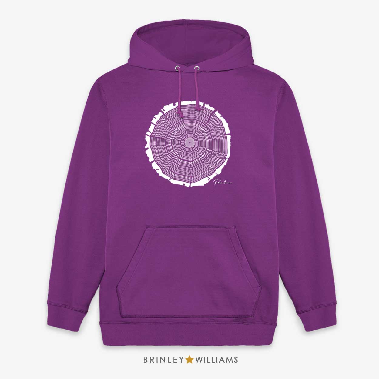 Tree Rings Personalised Unisex Adult Birthday Hoodie - Purple