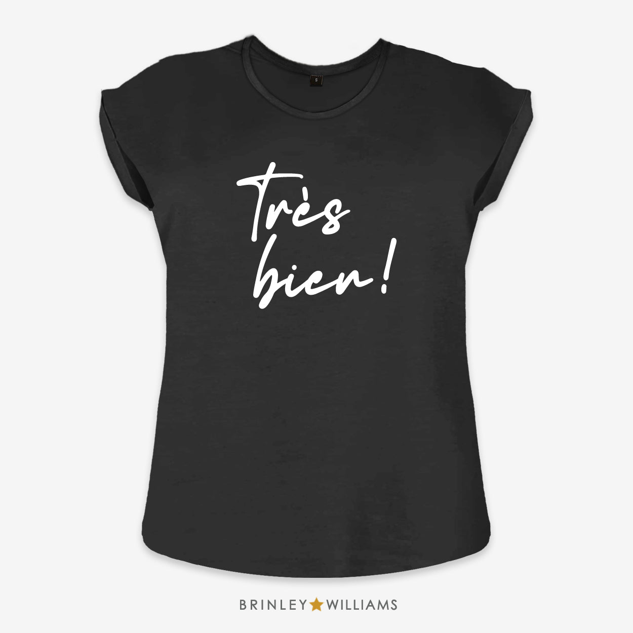 Tres Bien Rolled Sleeve T-shirt - Black