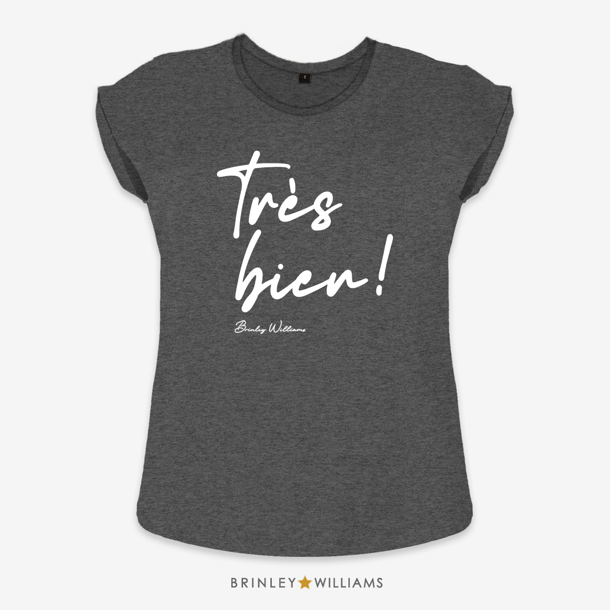 Tres Bien Rolled Sleeve T-shirt - Charcoal