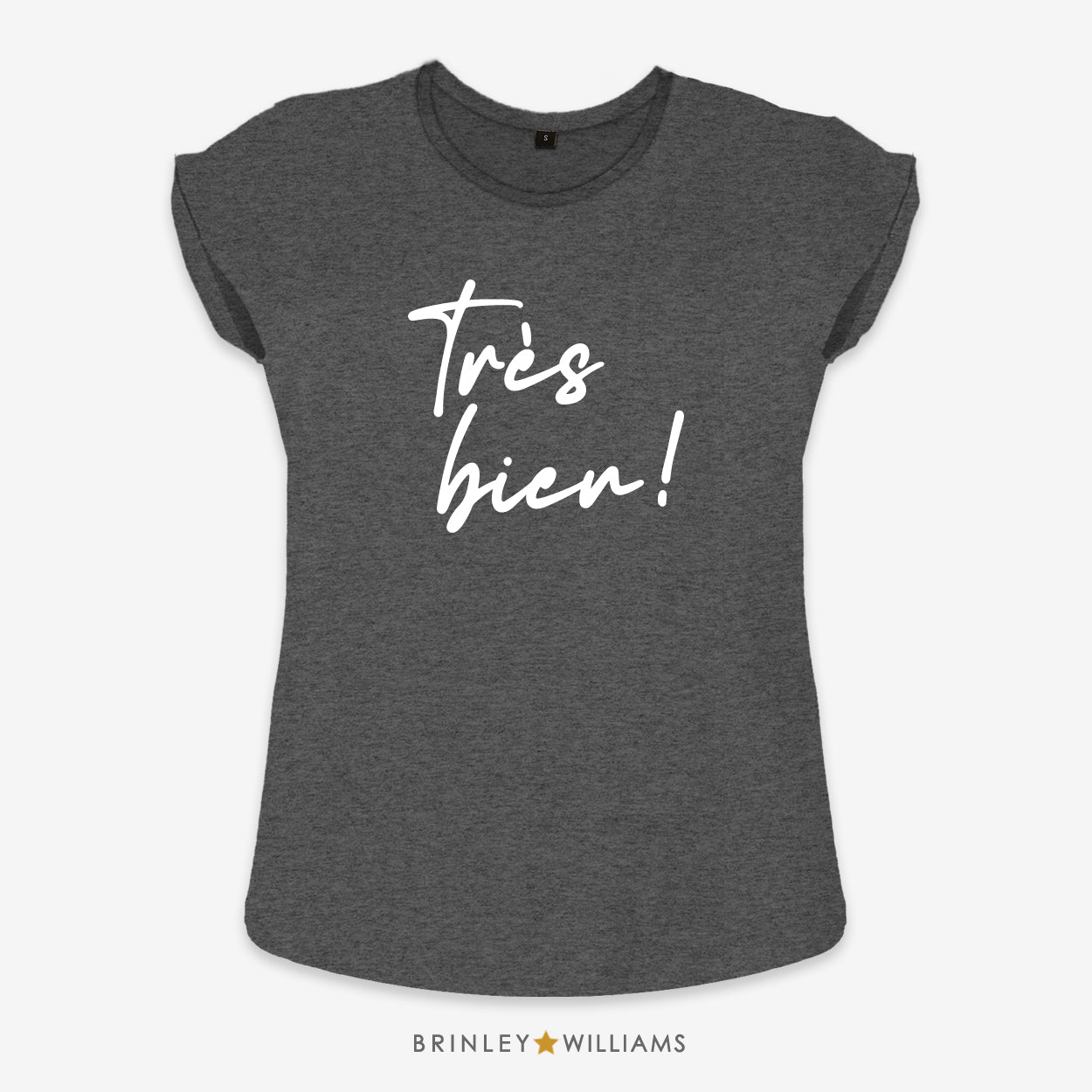 Tres Bien Rolled Sleeve T-shirt - Charcoal Grey