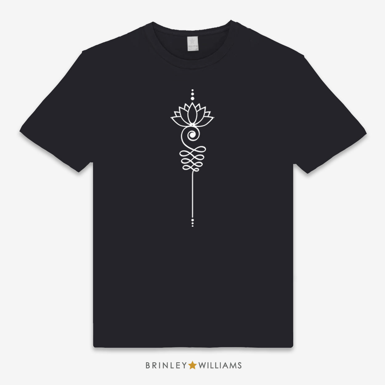 Black Unisex t-shirt with white lotus flower design on 