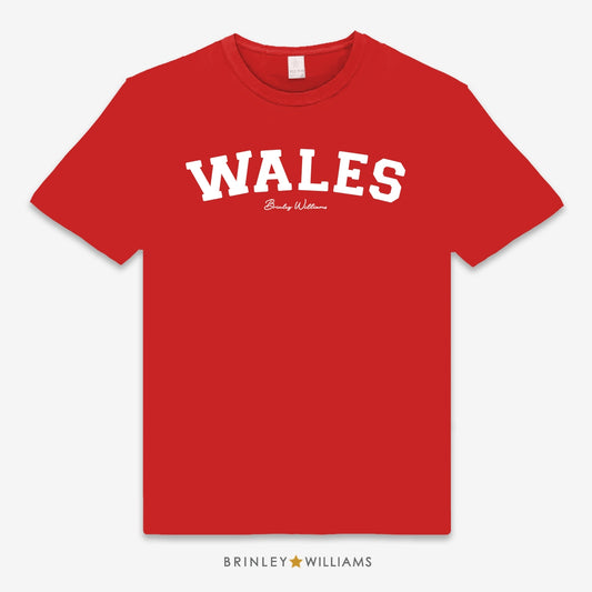 Wales arched Unisex Kids Welsh T-shirt - Fire red