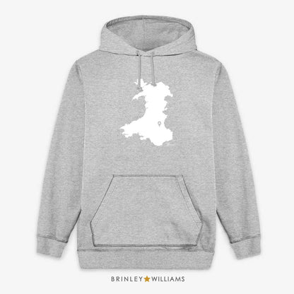 Wales Map Personalised Pin Location Unisex Hoodie - Heather Grey