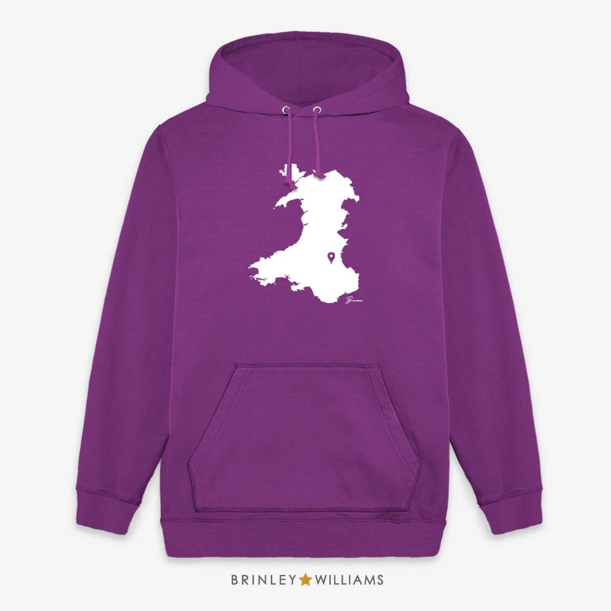 Wales Map Personalised Pin Location Unisex Hoodie - Purple