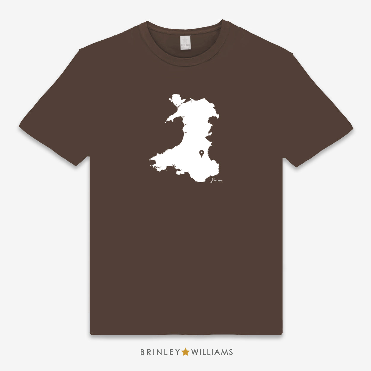 Wales Map Pin Personalised Unisex Classic T-shirt - Brown