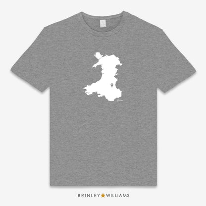 Wales Map Pin Personalised Unisex Classic T-shirt - Dark Heather 