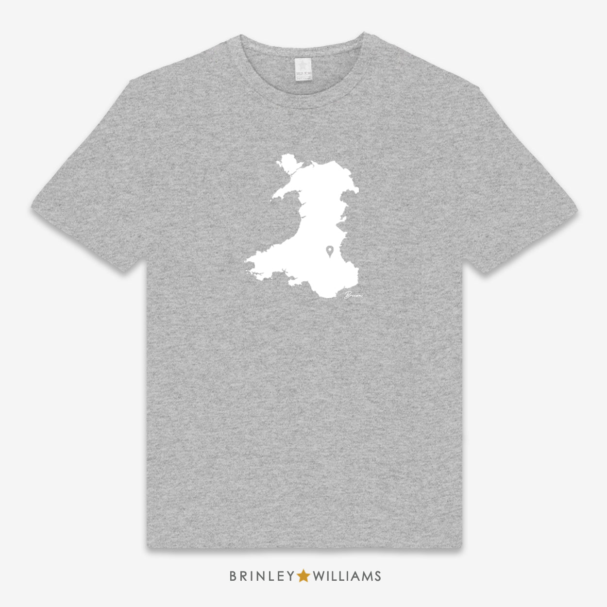 Wales Map Pin Personalised Unisex Classic T-shirt - Heather Grey