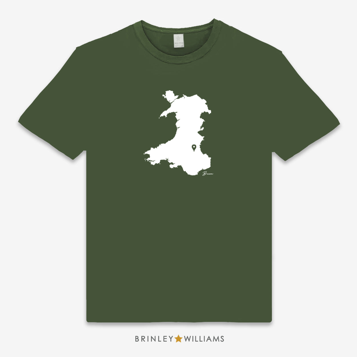 Wales Map Pin Personalised Unisex Classic T-shirt - Military Green