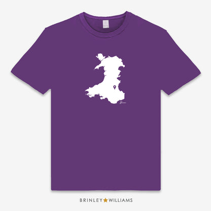 Wales Map Pin Personalised Unisex Classic T-shirt - Purple