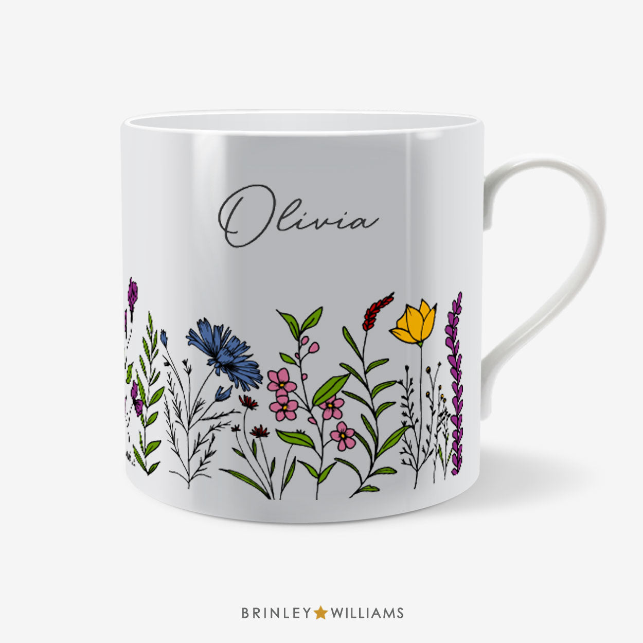 Multi-Coloured Wildflower Meadow Personalised Mug - Back view