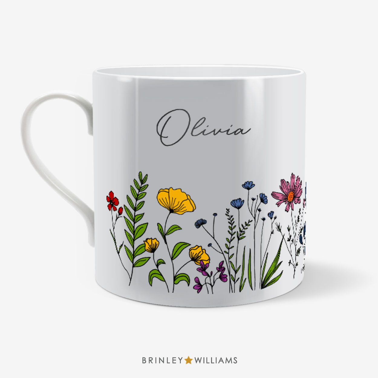 Multi-Coloured Wildflower Meadow Personalised Mug - Front view