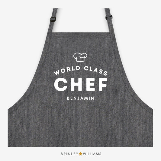 World Class Chef Denim Apron - Personalised - Black Denim