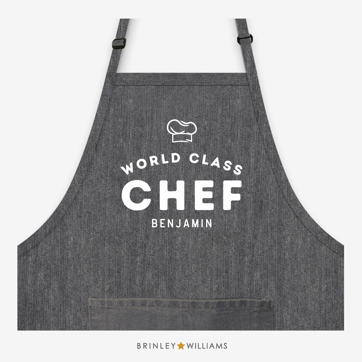 Personalised World Class Chef  Denim Apron - Black