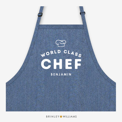 World Class Chef Denim Apron - Personalised - Blue Denim