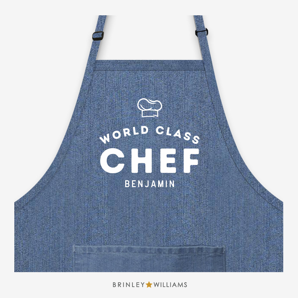 Personalised World Class Chef  Denim Apron - Blue 