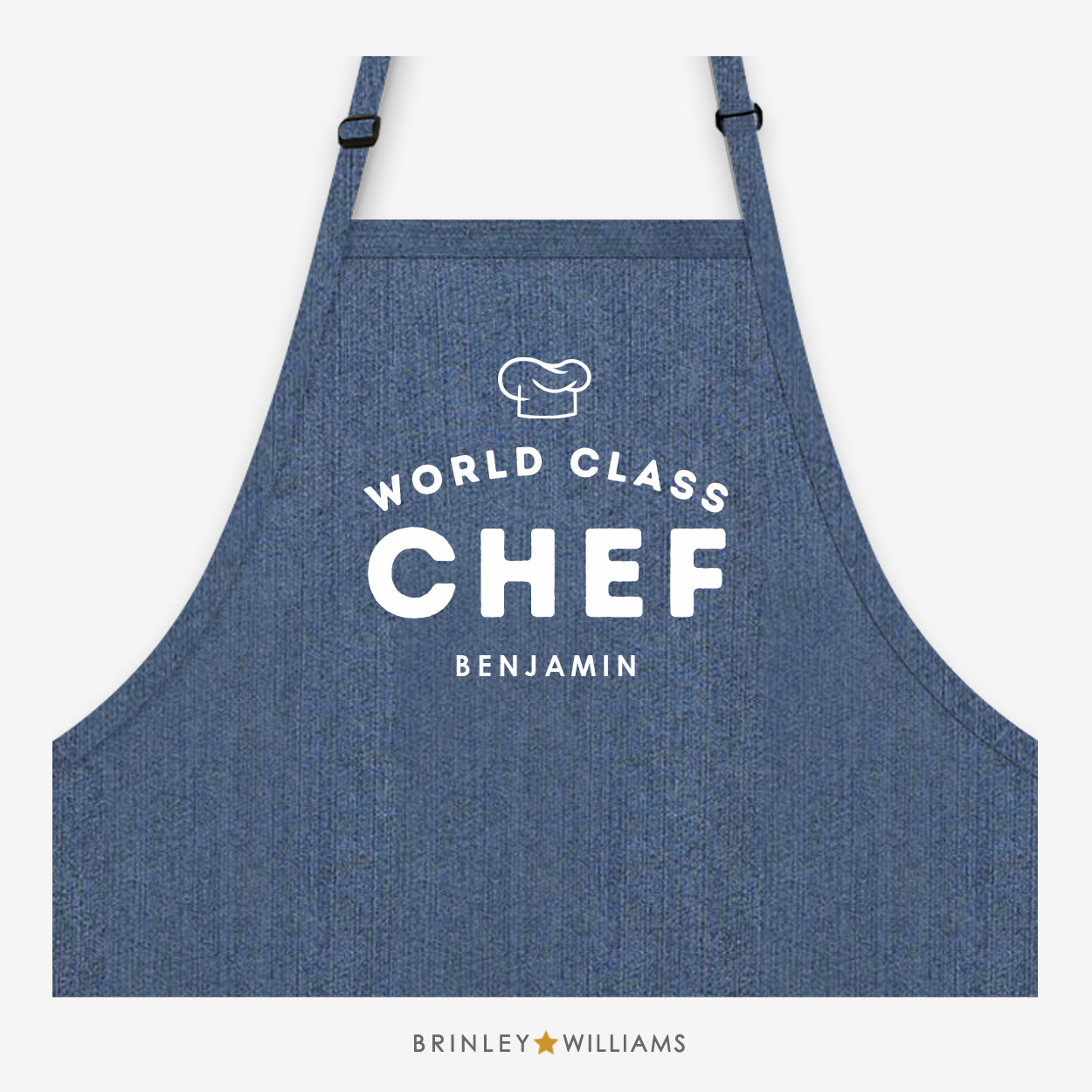 World Class Chef Denim Apron - Personalised - Indigo Blue Denim