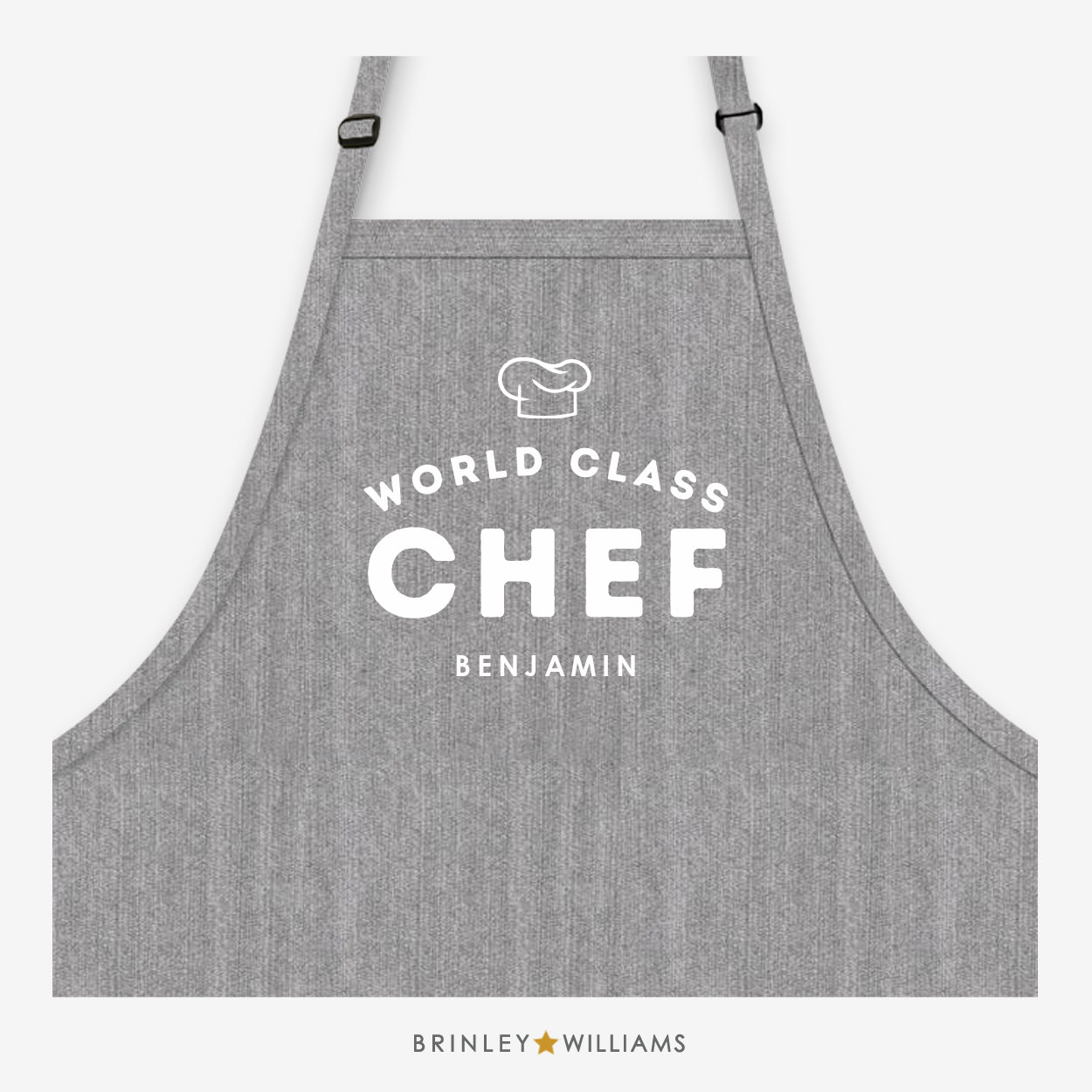 World Class Chef Denim Apron - Personalised - Grey Denim