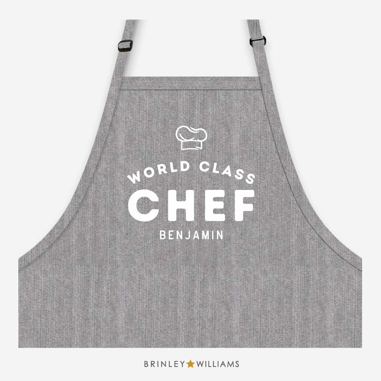 Personalised World Class Chef  Denim Apron - Grey 
