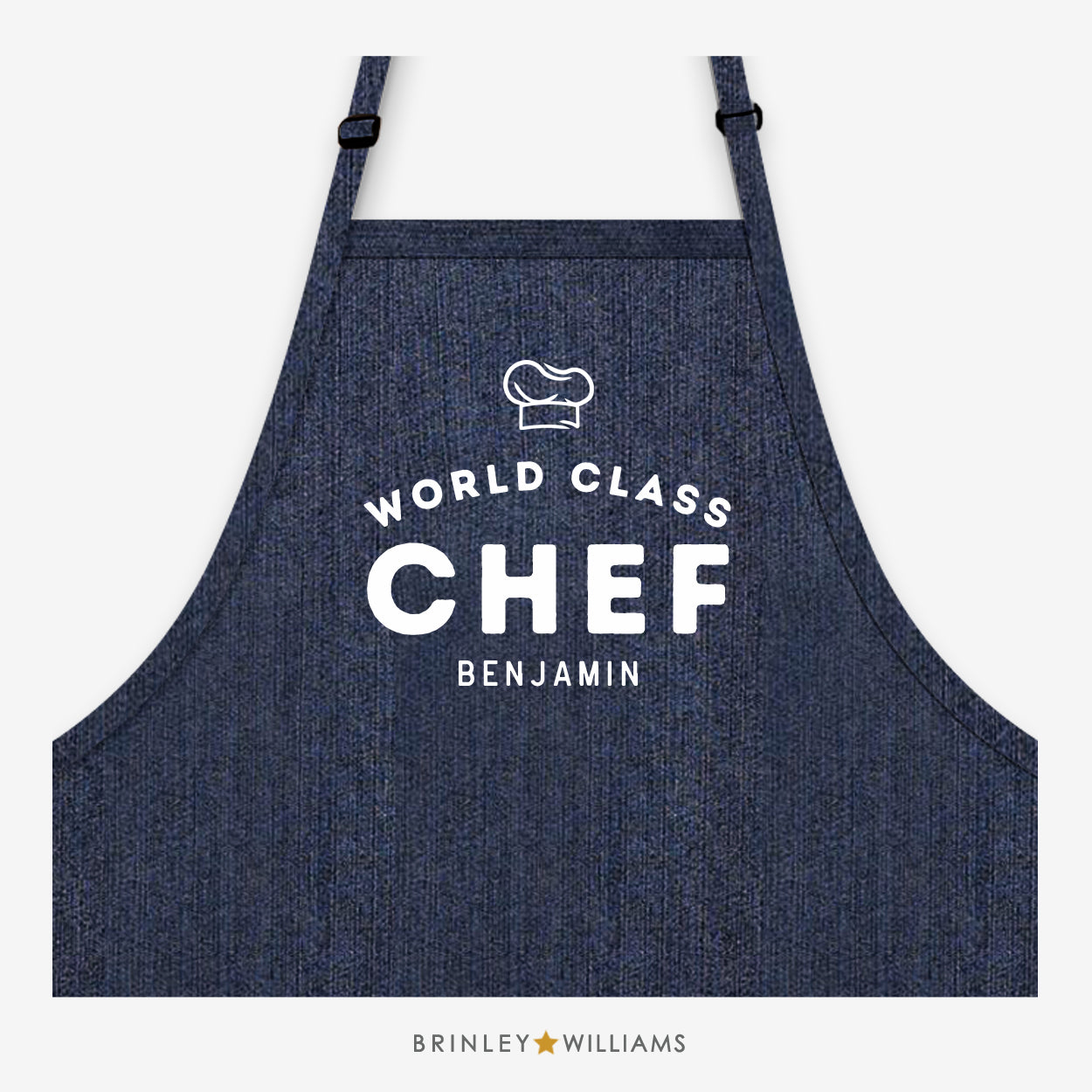 Personalised World Class Chef  Denim Apron - Indigo