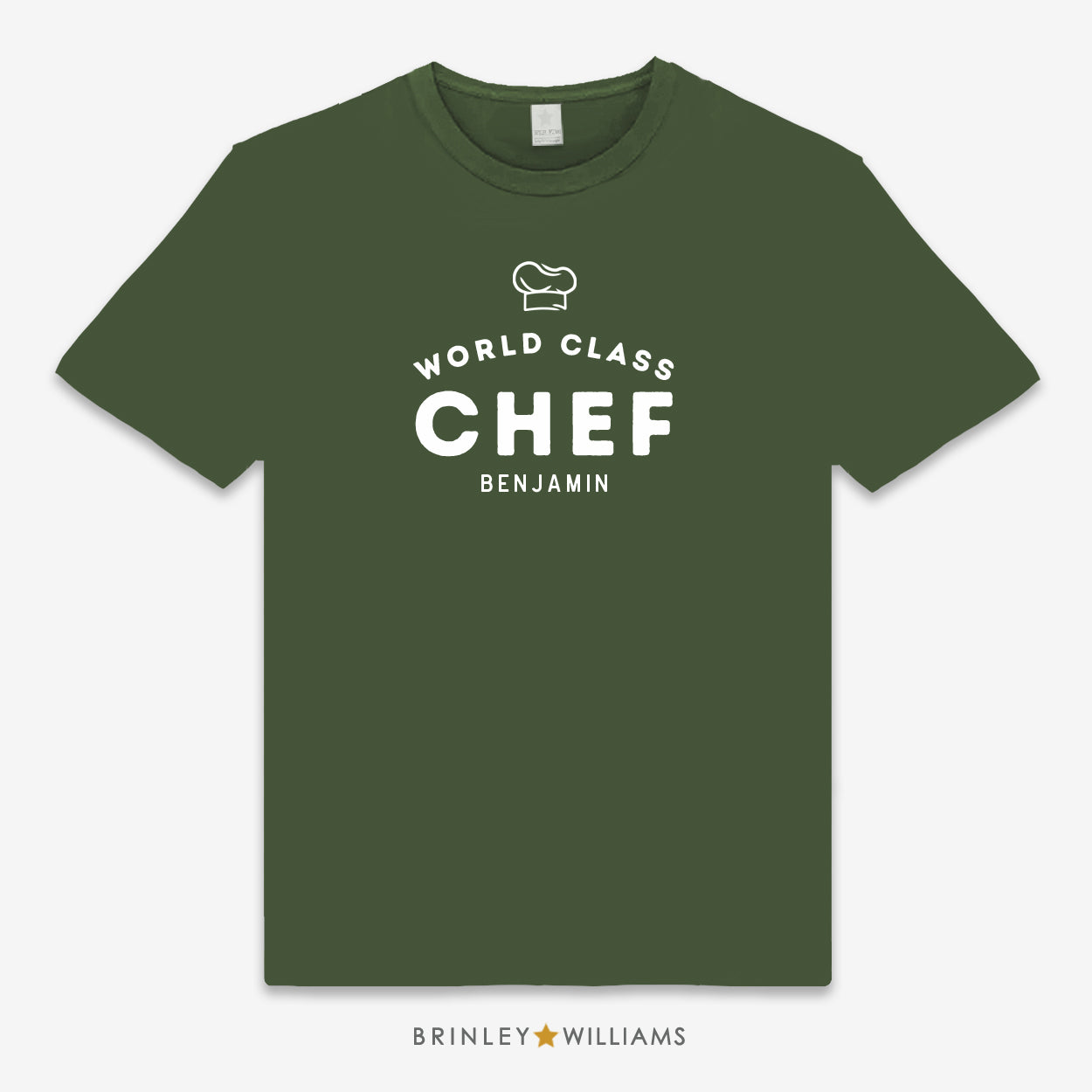 World Class Chef Unisex Personalised Culinary T-shirt - Military Green