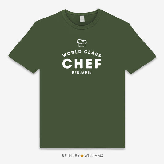World Class Chef Unisex Personalised Culinary T-shirt - Military Green