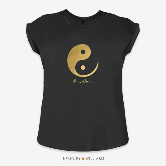 Ying & Yang Rolled Sleeve T-shirt - Black