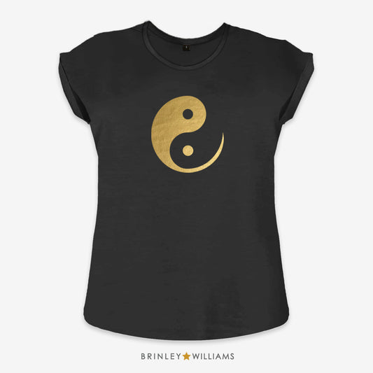 Ying & Yang Rolled Sleeve T-shirt - Black