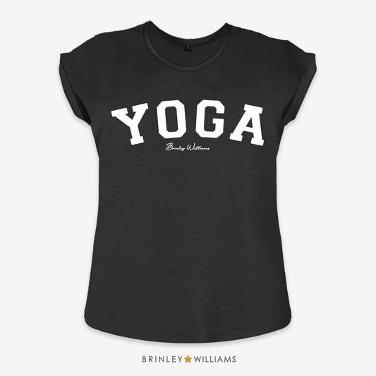 Yoga Rolled Sleeve T-shirt - Black