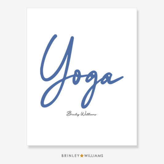 Yoga Script Wall Art Poster - Blue