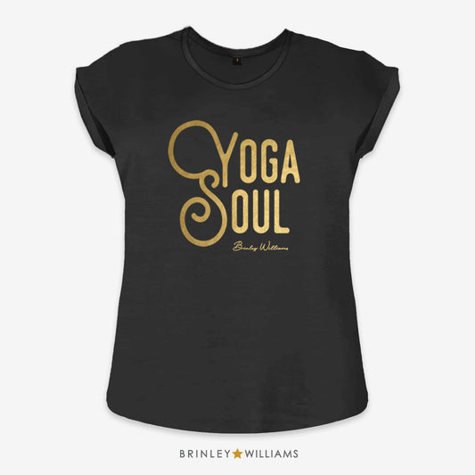 Yoga Soul Rolled Sleeve T-shirt - Black