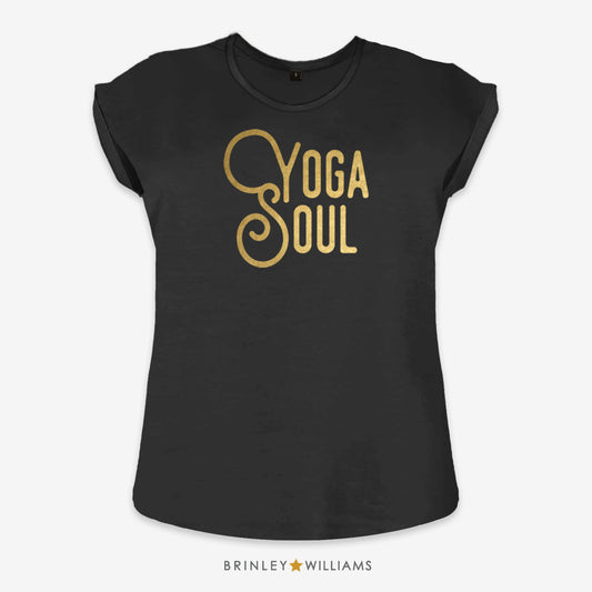 Yoga Soul Rolled Sleeve T-shirt - Black