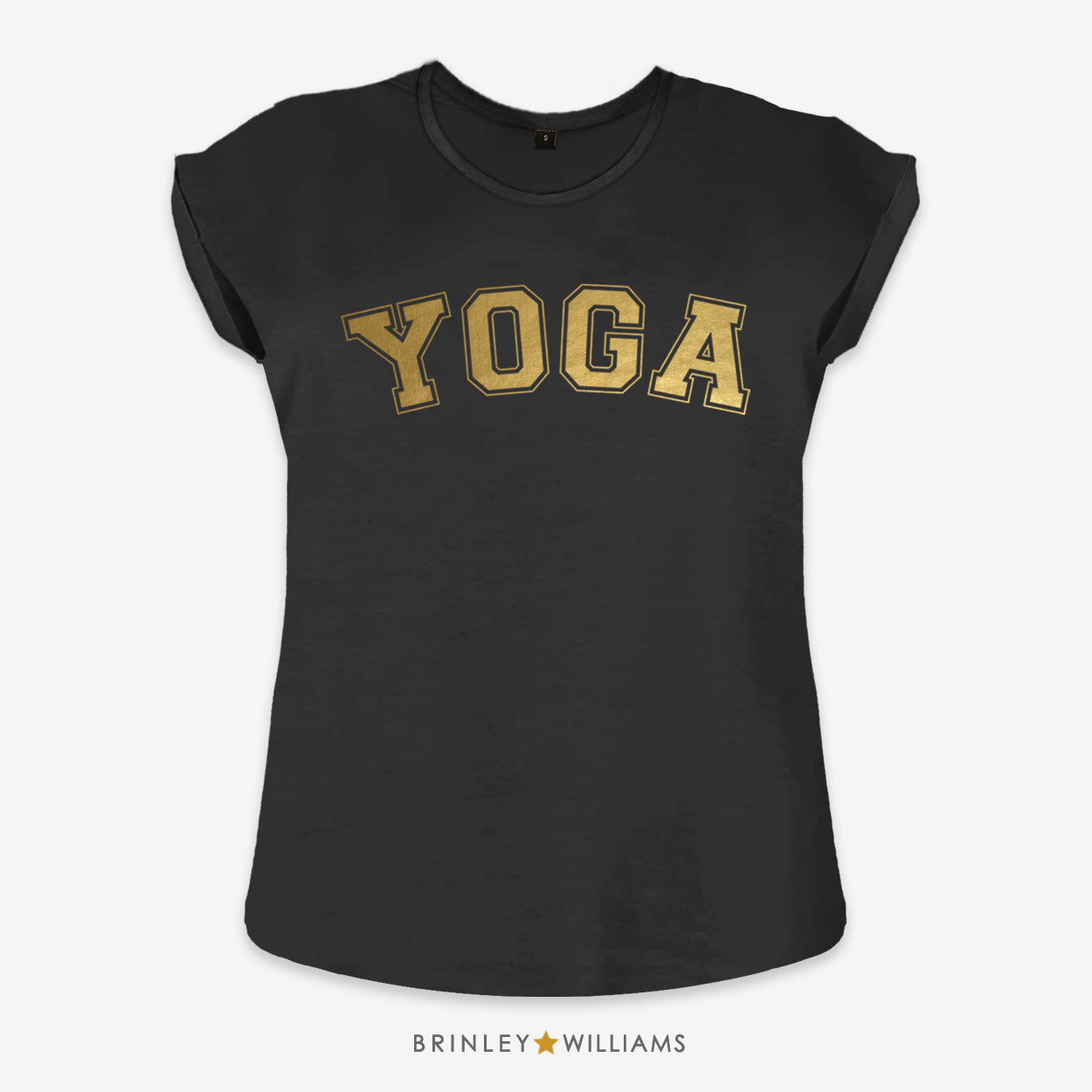 Yoga Varsity Rolled Sleeve T-shirt - Black