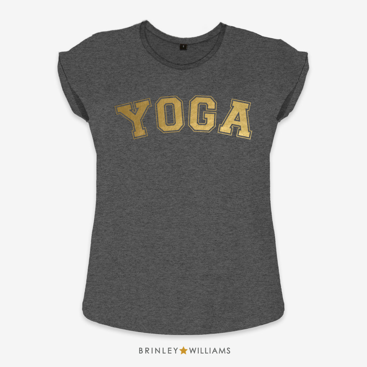 Yoga Varsity Rolled Sleeve T-shirt - Charcoal Grey