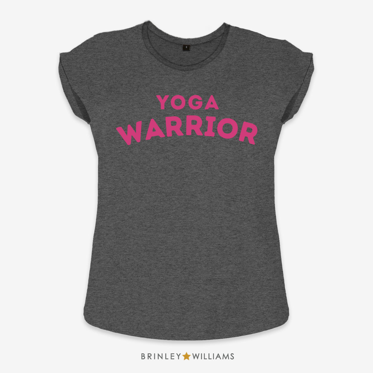 Yoga Warrior Rolled Sleeve T-shirt - Charcoal Grey