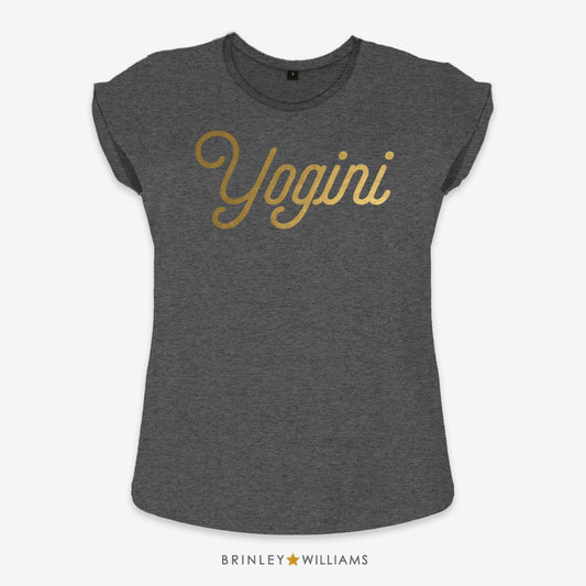 Yogini Rolled Sleeve T-shirt - Charcoal Grey